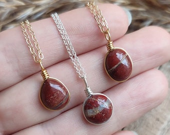 Customized Red Jasper necklace / natural stone / healing crystal / earth stone