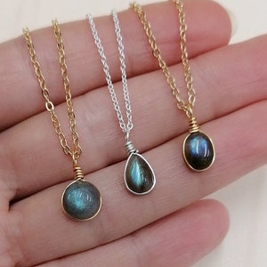 Small Labradorite necklace (XS, S) / customized crystal necklace / spiritual jewelry