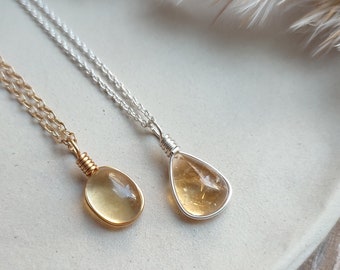 Customized Citrine Quartz necklace / natural stone / healing crystal