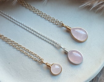 Customized Rose Quartz necklace / gemstone necklace / love necklace / friendship necklace