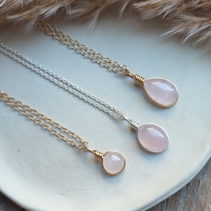 Customized Rose Quartz necklace / gemstone necklace / love necklace / friendship necklace