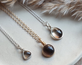 Customized Smoky Quartz necklace / wire wrapped gemstone necklace / crystal necklace