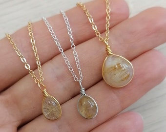 Customized Rutilated Quartz necklace / gemstone necklace / crystal necklace / rutile quartz pendant