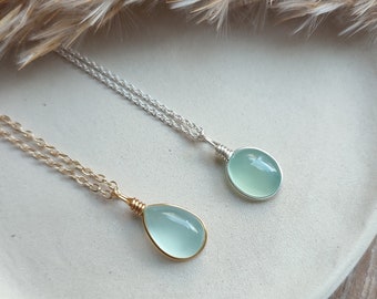 Customized Chalcedony necklace / handmade crystal necklace