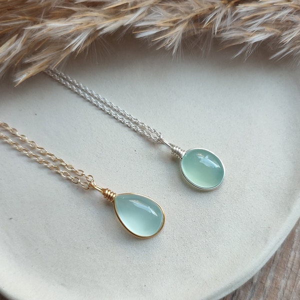 Customized Chalcedony necklace / handmade crystal necklace