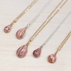 Customized Rhodochrosite necklace / one of a kind gemstone necklace / pink stone necklace image 1