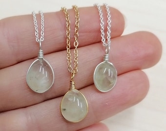 Customized Prehnite necklace / soft green stone necklace / crystal necklace