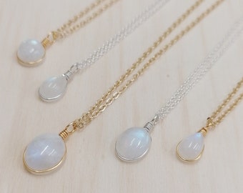 Customized Moonstone necklace / wire wrapped gemstone necklace / crystal necklace / Moonstone pendant