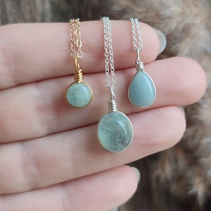 Customized Aquamarine necklace / light blue & green Aquamarine / crystal necklace image 3