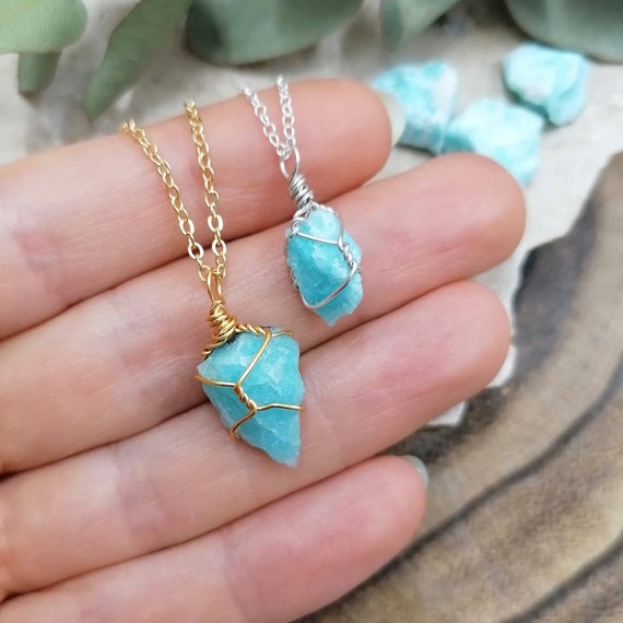 Amazonite Natural Stone Necklace Gold-plated Hand-made