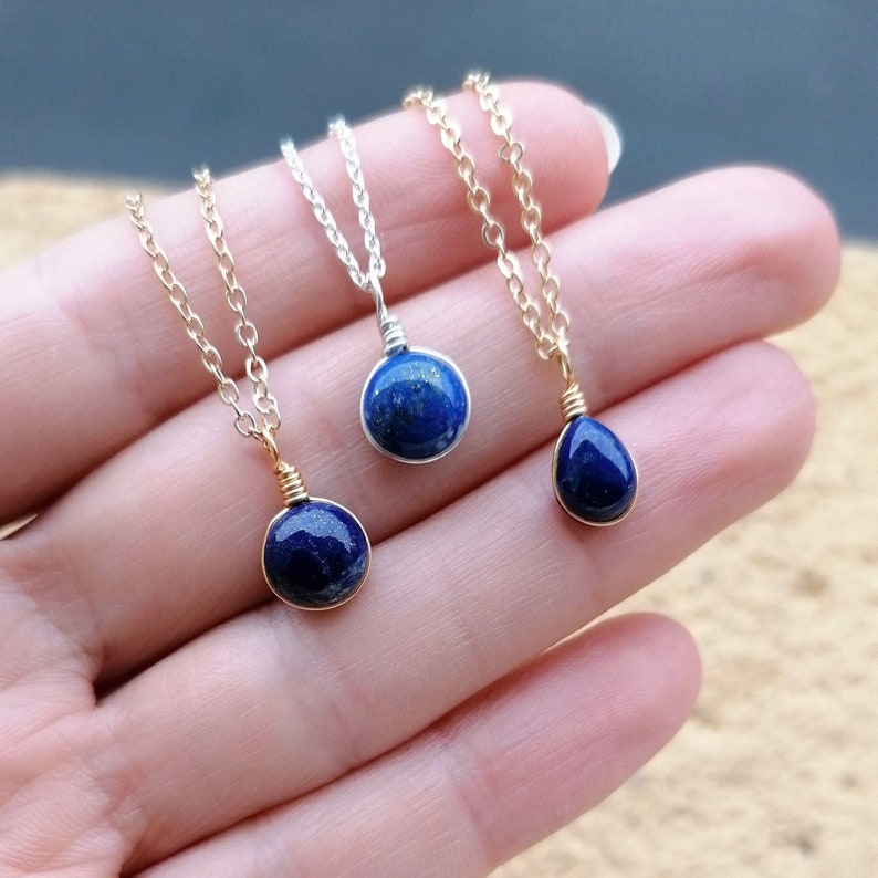 Custom Lapis Lazuli necklace / natural stone pendant / blue gemstone necklace / customized crystal jewelry image 1