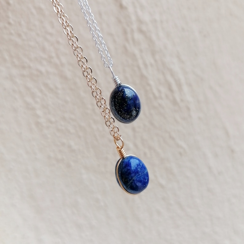 Custom Lapis Lazuli necklace / natural stone pendant / blue gemstone necklace / customized crystal jewelry image 3