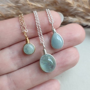 Customized Aquamarine necklace / light blue & green Aquamarine / crystal necklace image 4