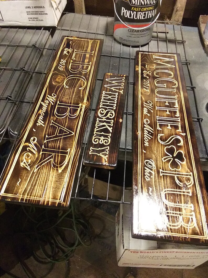 Custom Bar Sign Personalize Bar Sign Shamrock Optional CNC Etsy