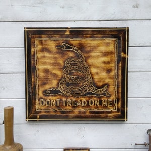 Rustic US Wood Flag  , Gadsden Flag , Dont Tread On Me , American Flag , CNC Man Cave Flag , Historical Flag Art , Distressed Burnt Flag