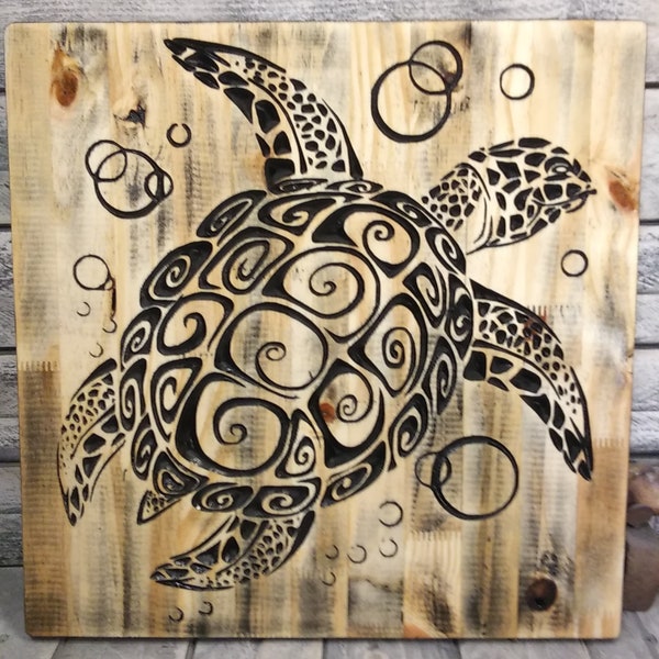 Wooden Sea Life Wall Art Etsy