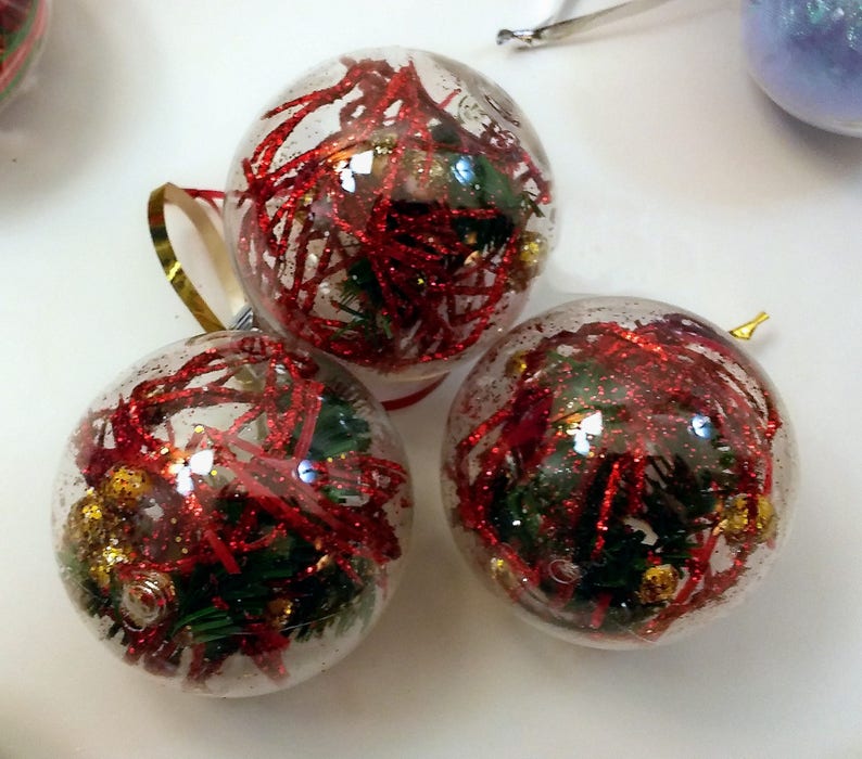 Unbreakable Christmas Tree Ornaments Plastic Handdecorated Etsy