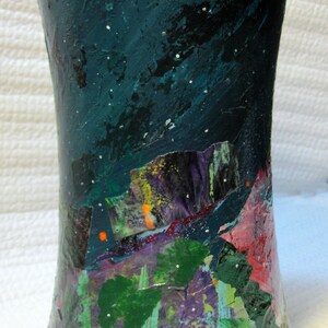 Hand painted glass flower vase, rainbow, acrylic skin, drip paint, free shipping image 7