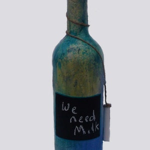 Message on a Bottle lighted wine bottle, Valentine gift, love notes, reminders, message board, chalk board