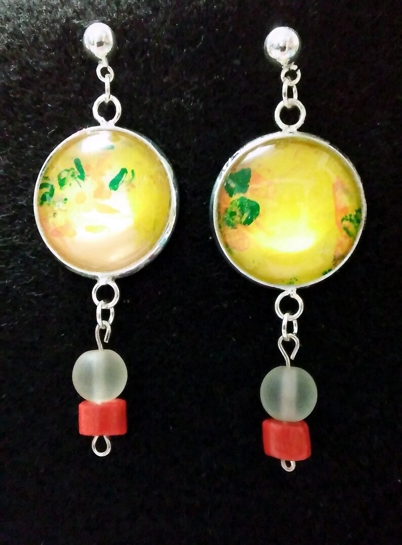 acrylic skin jewelry earrings and ring B2 4 piece acrylic skin jewelry set Yellow brooch with charm matching bracelet Mother/'s Day