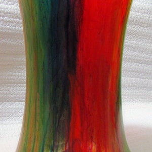 Hand painted glass flower vase, rainbow, acrylic skin, drip paint, free shipping image 3