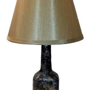 Black Gold and Silver accent lamp with gold shade, upcycled liquor bottle, contemporary marble-look home decor, hand-painted. Mothers Day