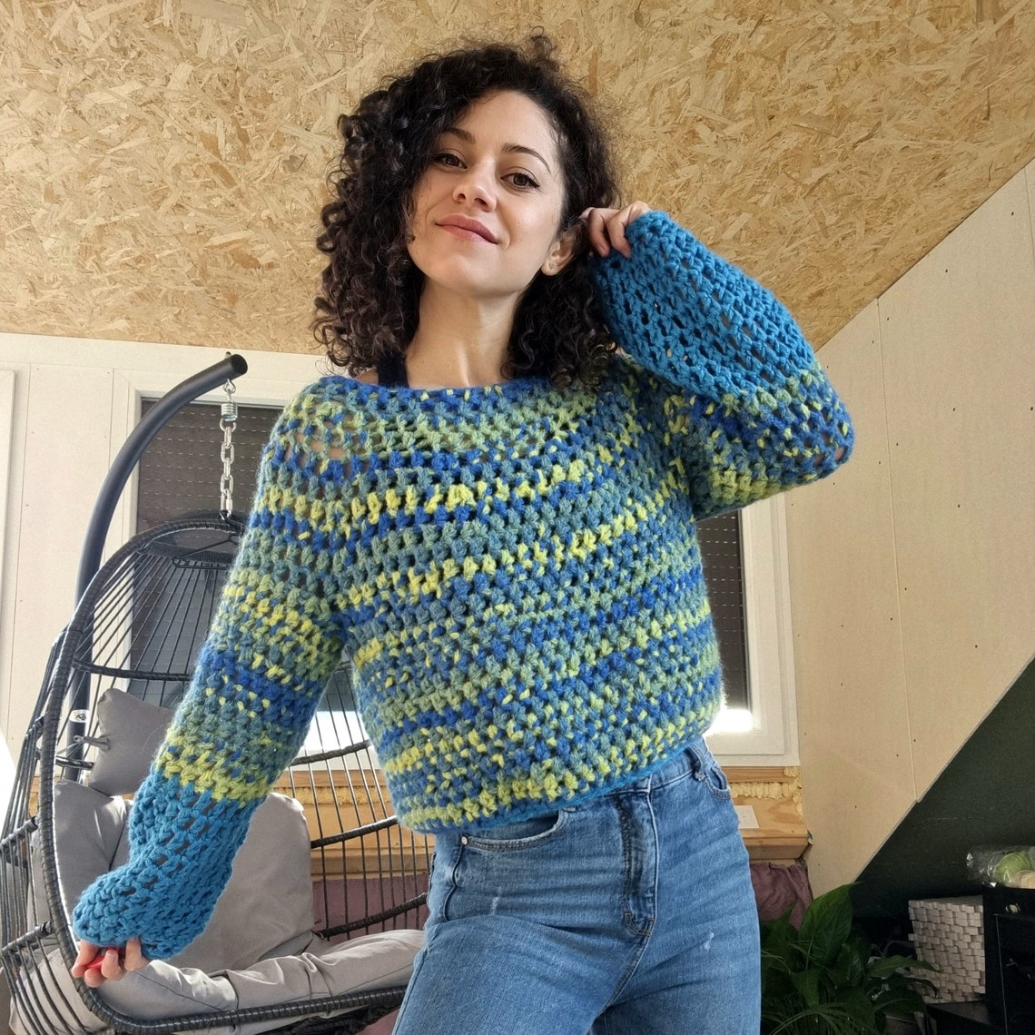 Hullen Diamond Crochet Sweater - Cloud // Z Supply