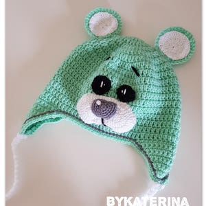 Crocheted Teddy Bear Beanie pdf pattern