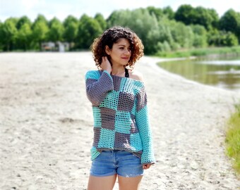 Crochet Pattern//Plaid Summer Sweater