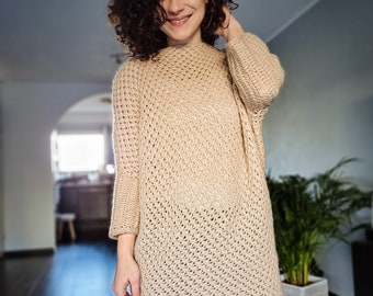 Patrón de ganchillo//Vestido suéter de diamantes