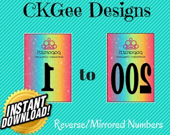 CORRECT Paparazzi LOGO Reversed/Mirrored Live Numbers Black PDF Instant Download Rainbow background