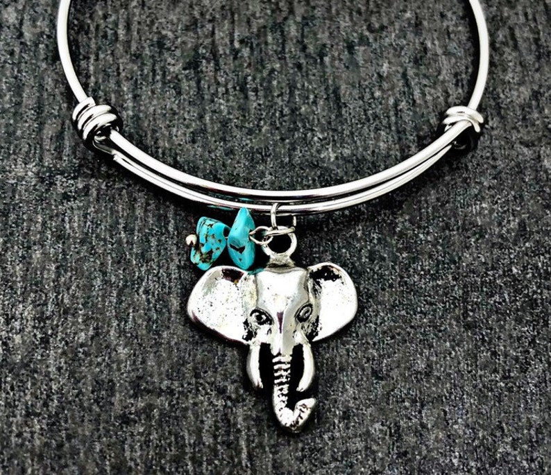 Stainless steel adjustable Bangle Best friends gift handmade.......Add a letter and birthstone Elephant bangle