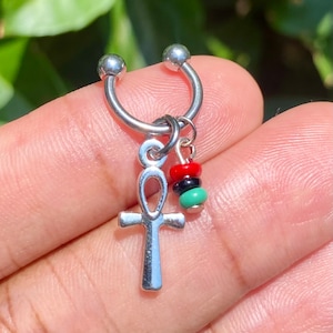 Ankh cartilage, helix, conch, earlobe earring