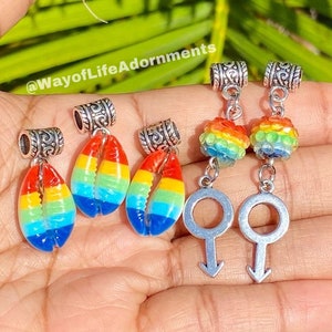 5 piece Small Sisterlocks, Small Dreadlock jewelry, hair accessories, Rainbow, Pride dreadlock jewelry set