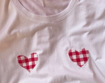 2 gingham hearts t-shirt