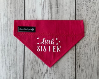 Little Sister Dog Bandana / Over the Collar Bandana / Bright Pink Bandana