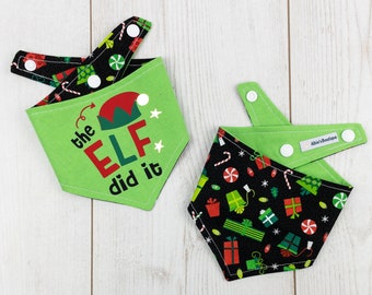 Reversible The Elf Made me do it Christmas Dog Bandana