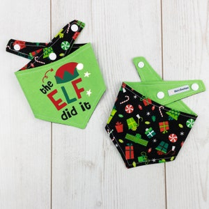 Reversible The Elf Made me do it Christmas Dog Bandana