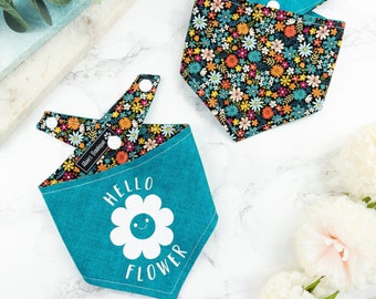 Teal ditsy floral dog bandana / multi ditsy floral dog bandana