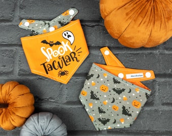 Spooktacular Halloween Dog Bandana / Double sided / Glow in the Dark / spooky dog bandana