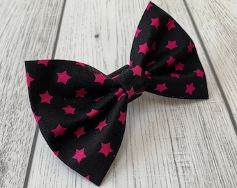 Black and Pink Stars Dog Bow Tie