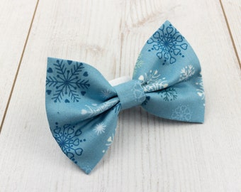 Blue Snowflakes Dog Bow Tie