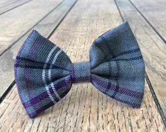 Handmade Dog Bow Ties in Albies Signature Grey and Purple Tartan