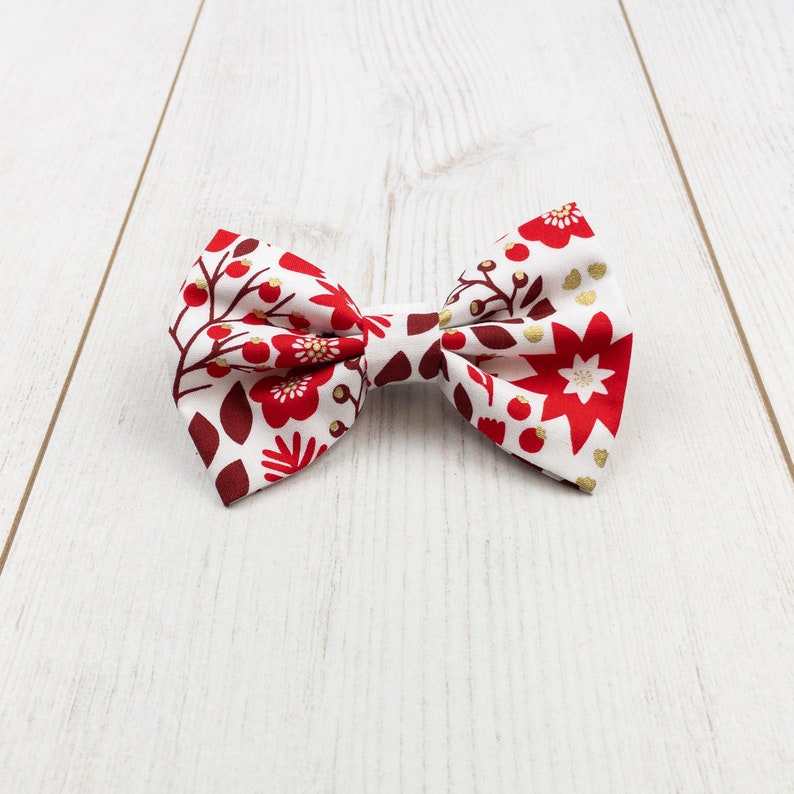Red Floral Dog Bow Tie image 2
