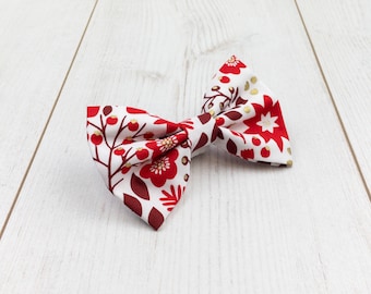 Red Floral Dog Bow Tie