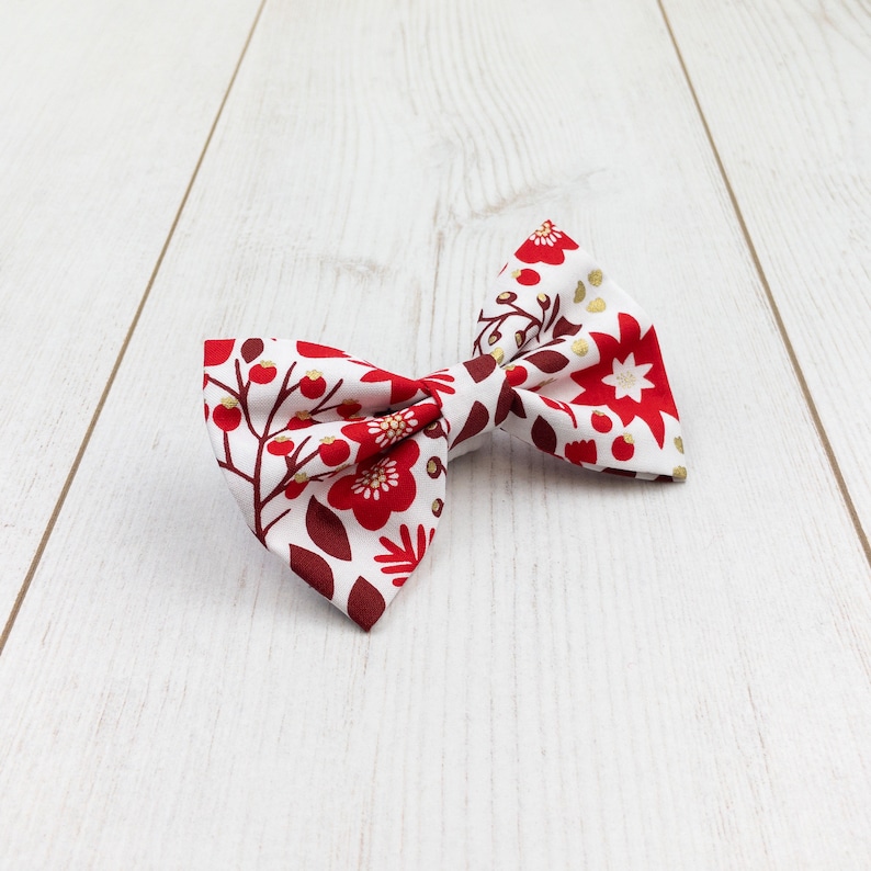 Red Floral Dog Bow Tie image 1