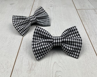 Handmade Dog Bow Ties in Black and White Houndstooth Check