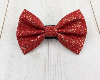 Metallic Red and Gold Dog Bow Tie