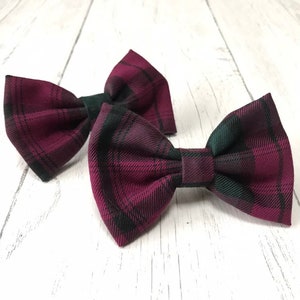 Handmade Dog Bow Tie in Albies Signature purple and Green Tartan