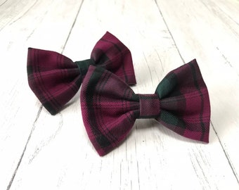 Handmade Dog Bow Tie in Albies Signature purple and Green Tartan